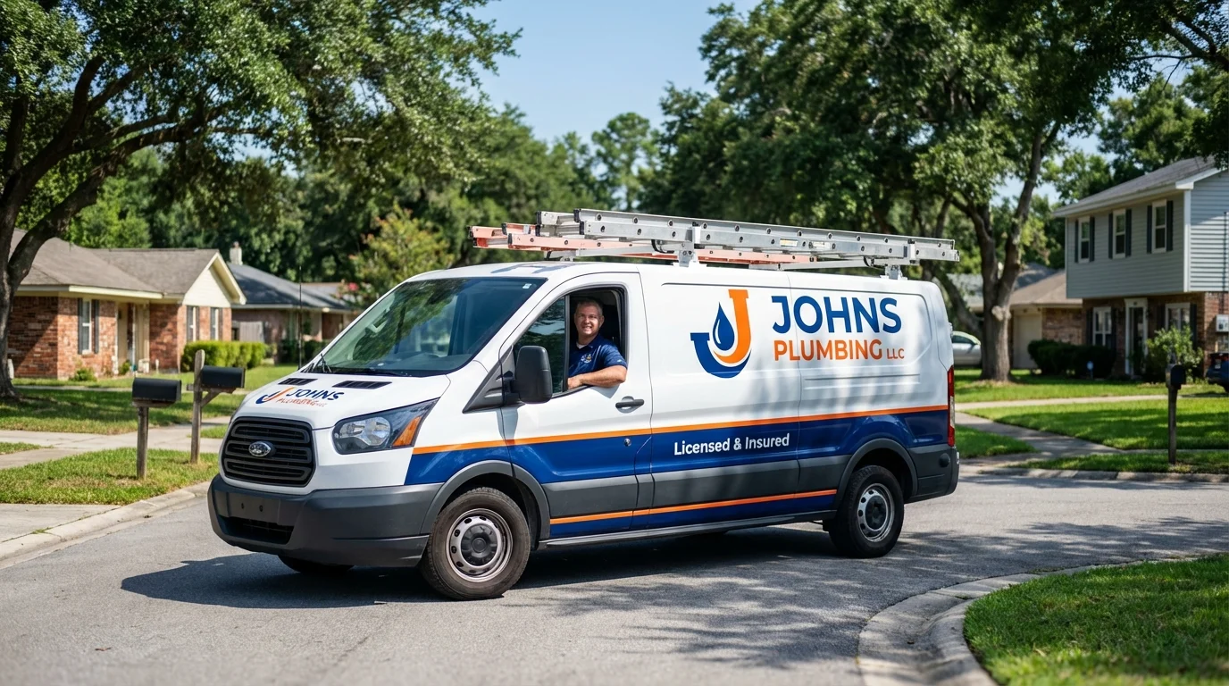 Johns Plumbing LLC service van in Seneca, PA