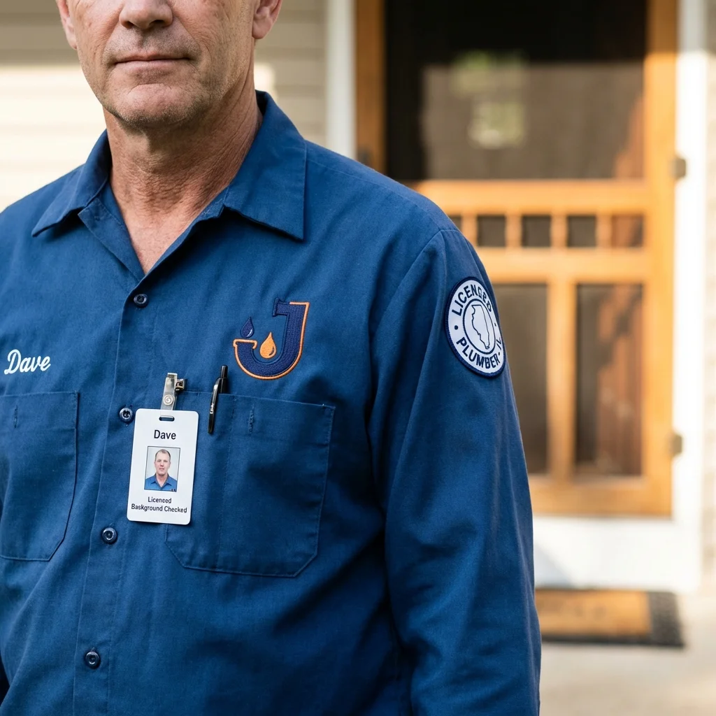 Licensed plumber showing ID badge in Seneca, PA
