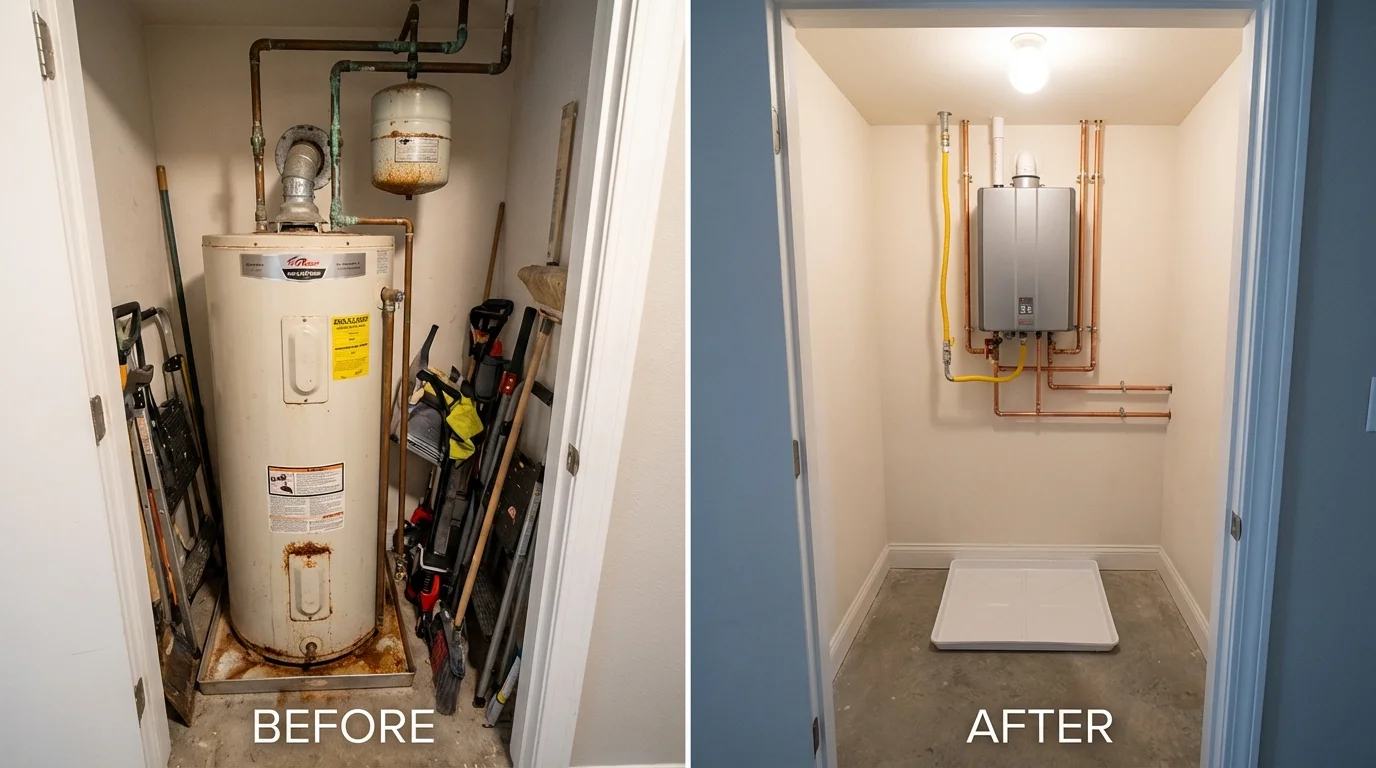 Tank water heater versus wall-mounted tankless unit comparison for Seneca, PA homeowners